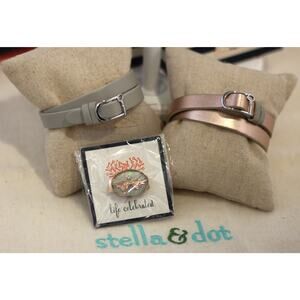 NIP Stella & Dot Keep Collective Remembrance Opal Charm Gray/Rose Gold Bracelet